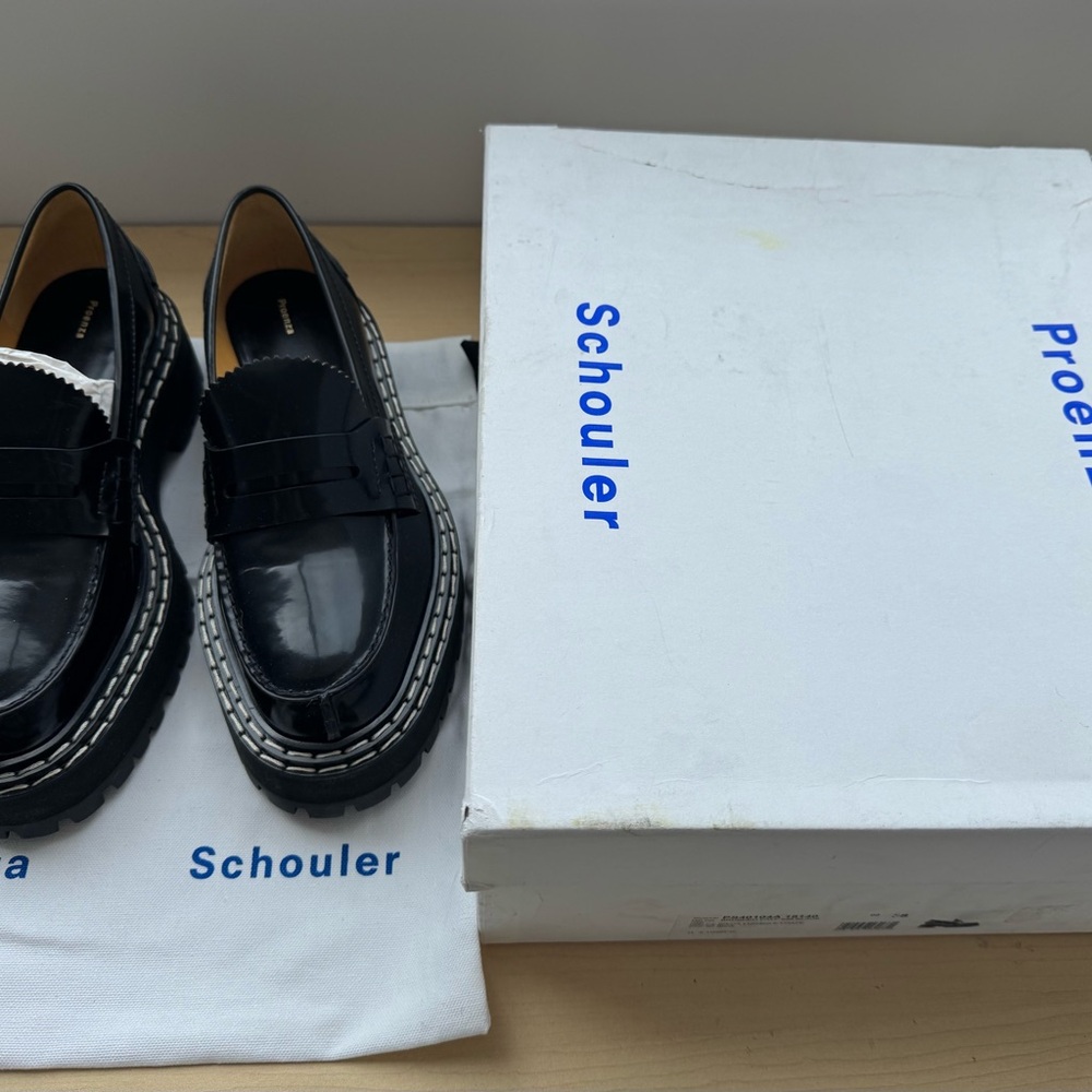Proenza Schouler Black Patent Leather Platform Loafers - Picture 5 of 6